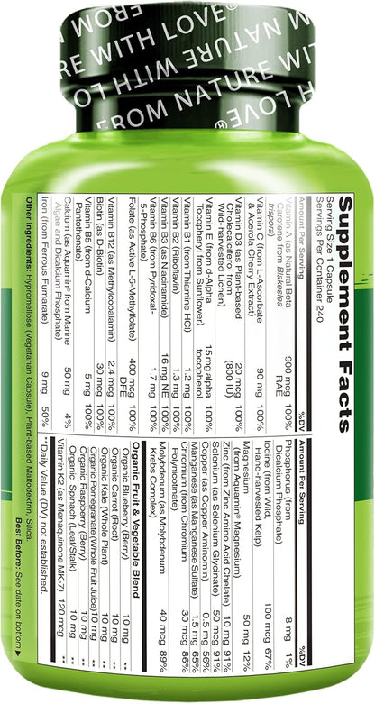 NATURELO One Daily Multivitamin for Women 240 Capsules 8 Month