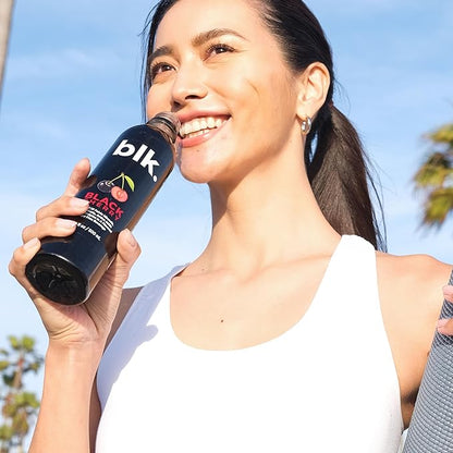 blk. Natural Mineral Alkaline Water Electrolyte Infused with Fulvic and Amino Acids, Zero Sugar, Black Cherry Flavored, 500 mL, Pack of 12