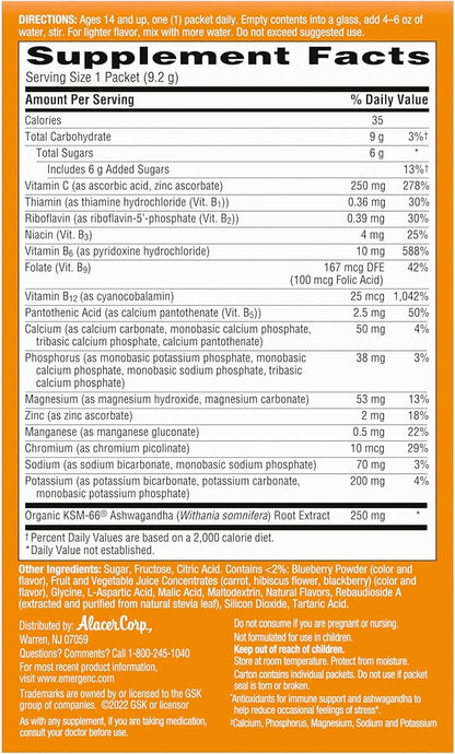 Emergen-C Vitamin C Ashwagandha Drink Mix, 18 Count