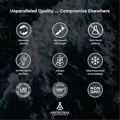 Ancestral Supplements Wild Caught Fish Eggs, 2400mg, Omega-3 Supplement Supports Brain, Heart, Fertility and Inflammatory Health, Whole Food Source of Vitamin D, K2, and A, Non-GMO, 180 Capsules