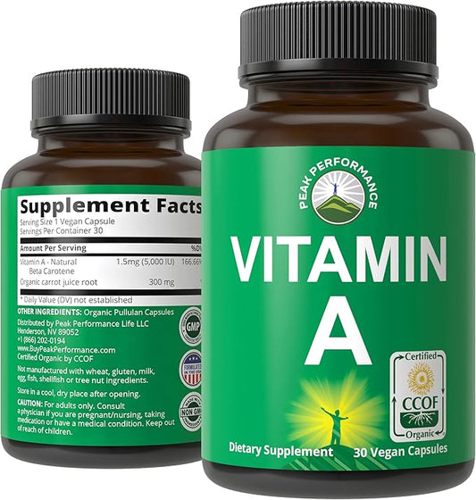 Peak Performance Certified Organic Vitamin A 5000 IU