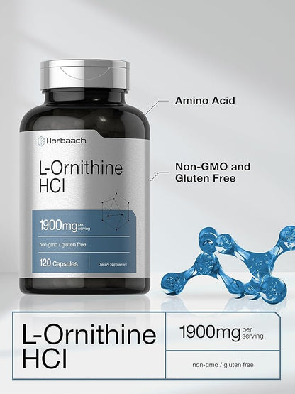 Horbäach L Ornithine HCl 1900mg | 120 Capsules