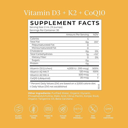 CYMBIOTIKA Vitamin D3 + K2 + CoQ10 Liquid,