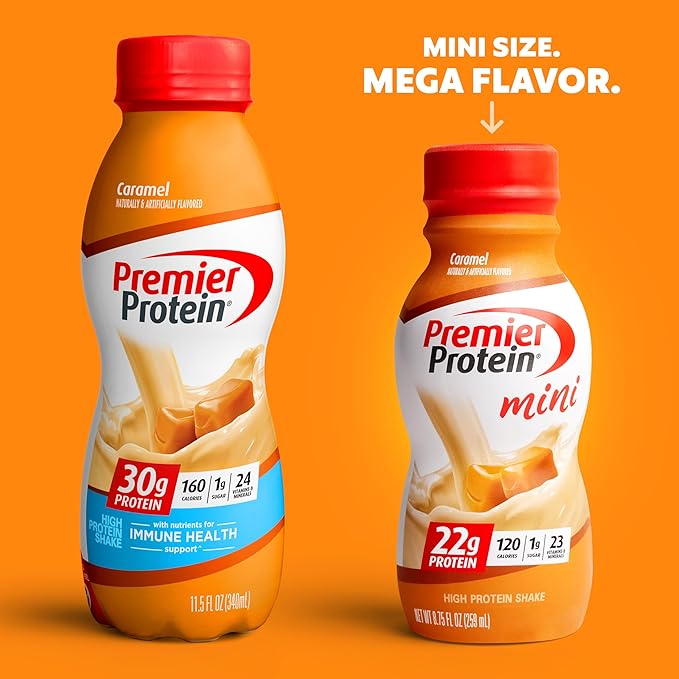 Premier Protein Shake MINIs Caramel 22g 120 Calorie 12 & 8 Flavor 30g Protein 24 Vitamins