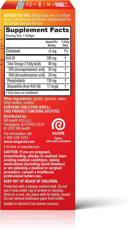 MegaRed Omega-3 Krill Oil 350mg Softgels, (60 Count Omega-3 Fatty