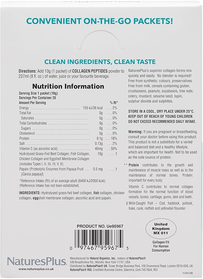 Natures Plus Collagen Peptides 20 Stick 20 Servings