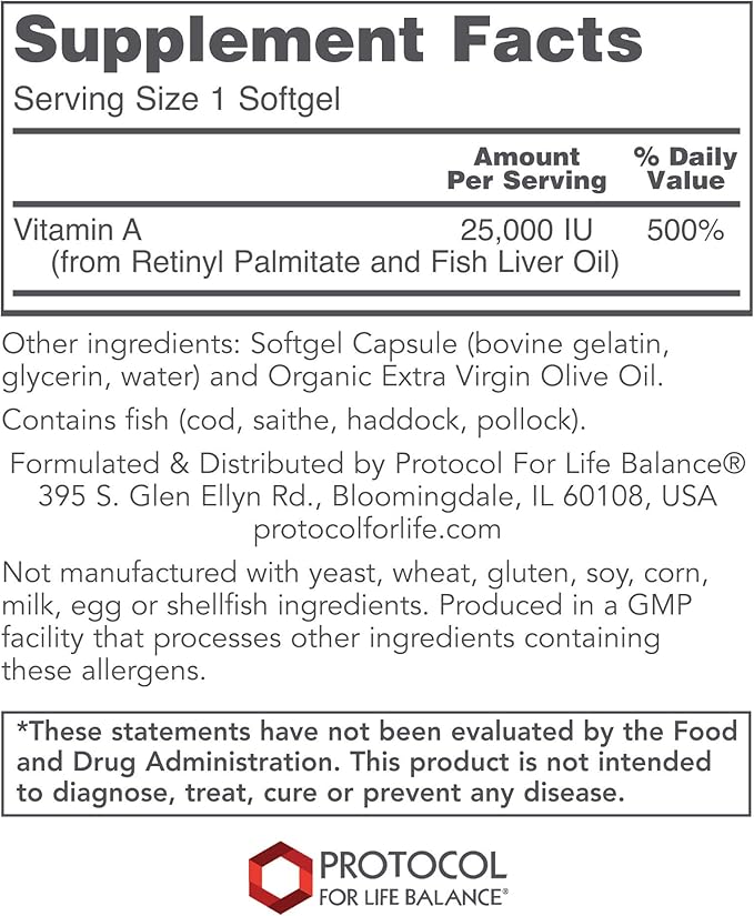 Protocol Vitamin A 25,000 IU 100 Softgels
