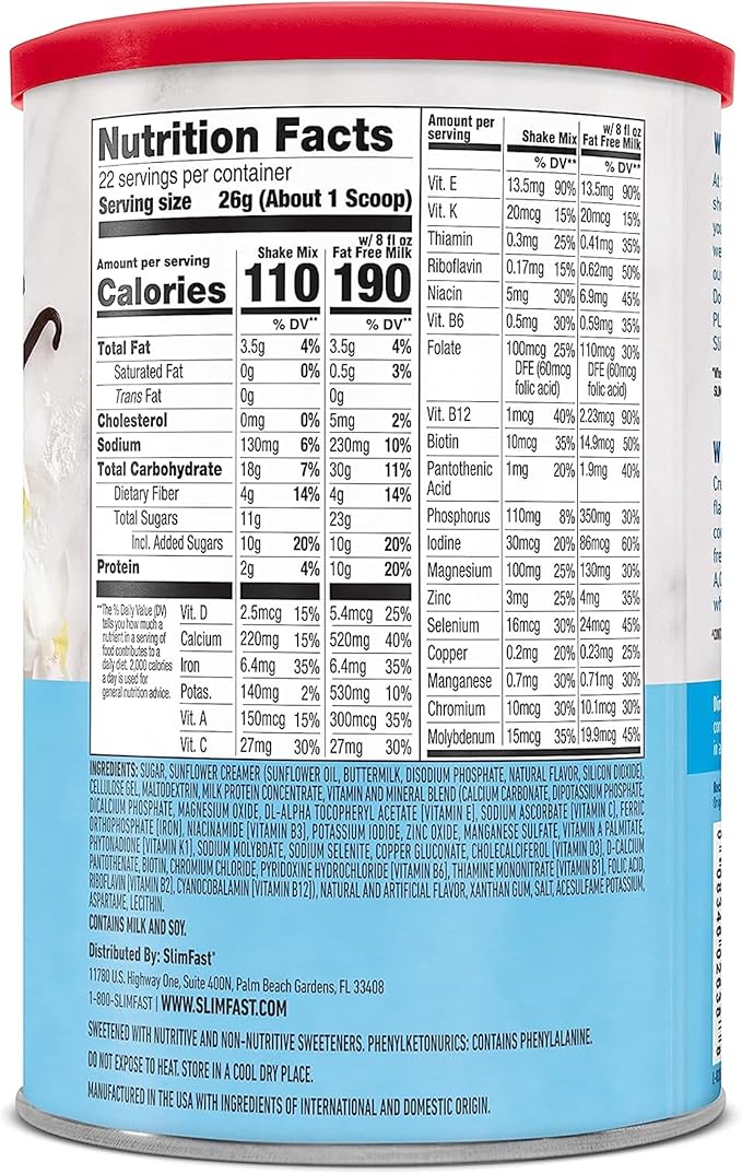 SlimFast Meal Replacement Powder, Original French 10g of 22 Servings