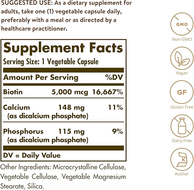 Solgar Biotin 5000 mcg 180 Count