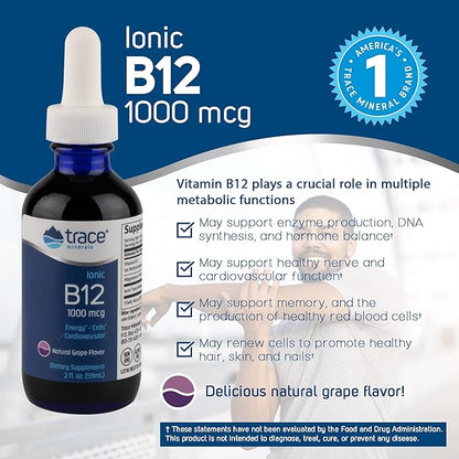 Trace Minerals | Liquid Ionic Vitamin B12 1000 1000 mcg 2 fl 59 Servings