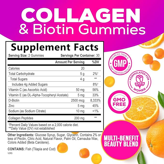 Collagen Peptides - Hair Supplements 60 Count