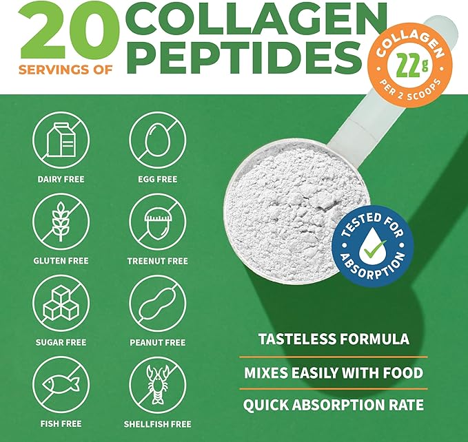 Collagen Peptides Powder Unflavored 1, 2 2 & 3 - 11g Per
