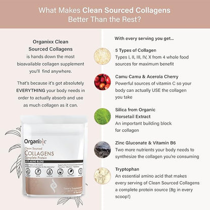 Organixx Clean Sourced Collagen Powder, Hydrolyzed (15 Servings)