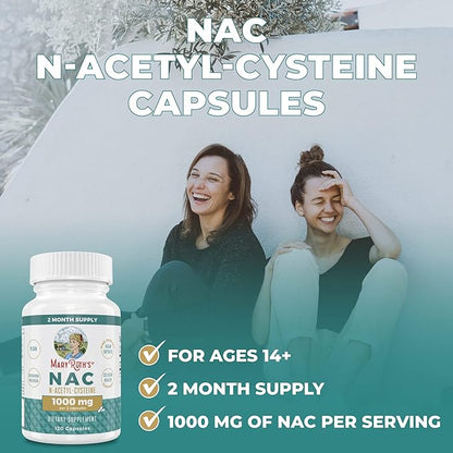 MaryRuth Organics Nutritional Supplement Capsule, N-Acetyl 2 Month 1000mg Per 120 Count
