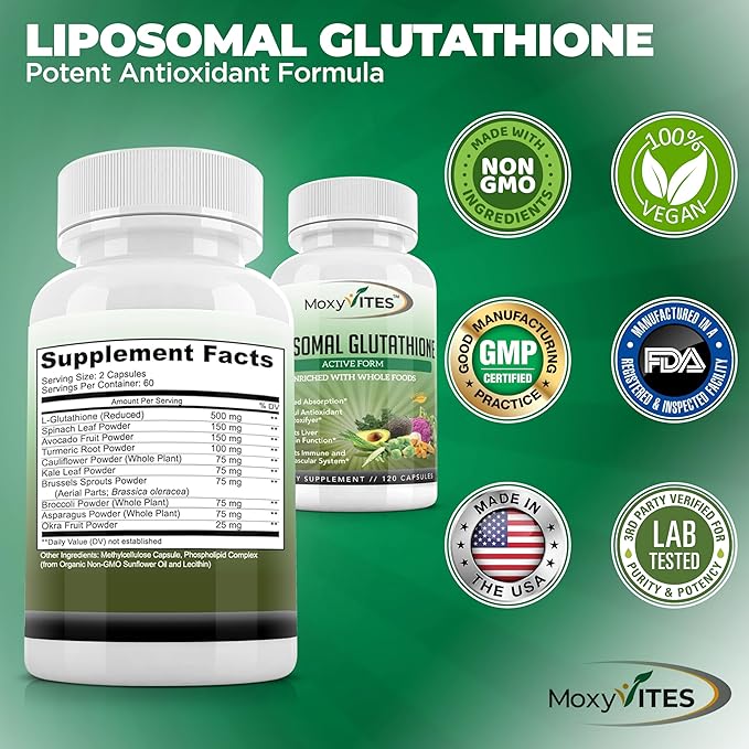 Liposomal Glutathione Supplement 500mg 120 Count
