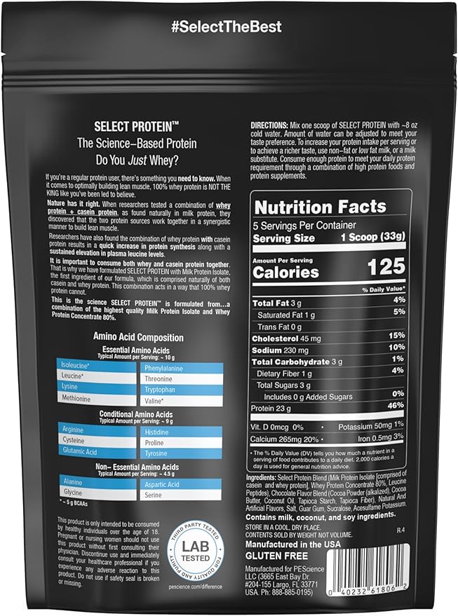 PEScience Select Low Carb Protein Powder, Chocolate Truffle, 5 Serving, Keto Friendly and Gluten Free
