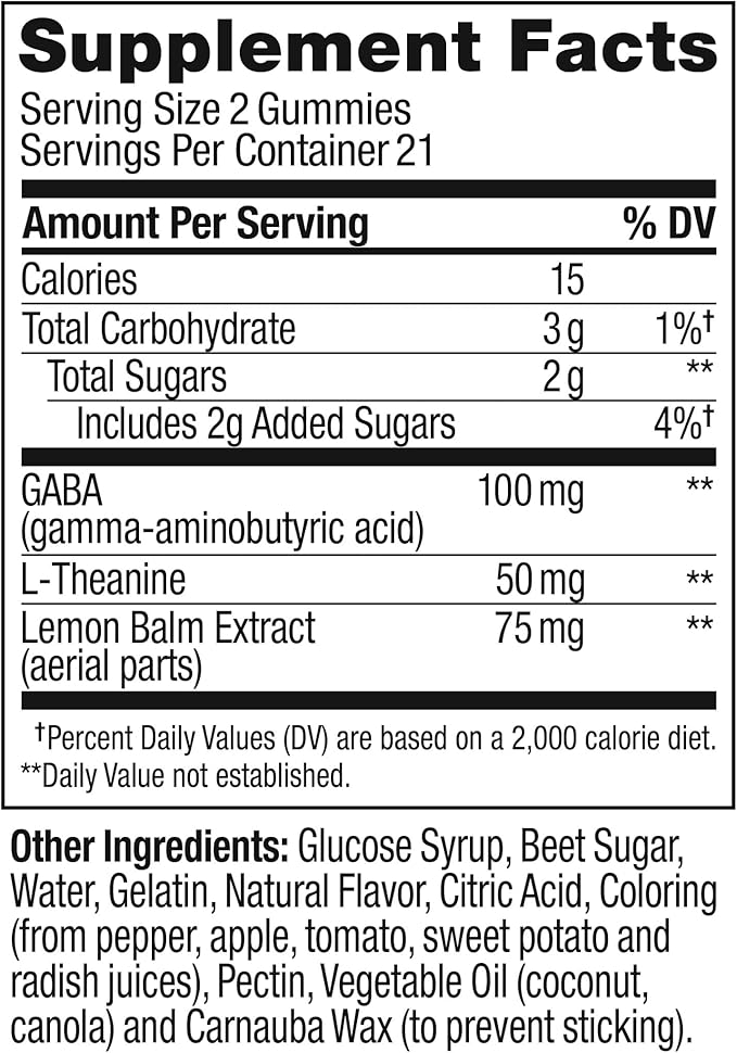 OLLY Goodbye Stress Gummy, GABA, L-Theanine, Lemon Balm, Stress Relief Supplement, Berry - 42 Count