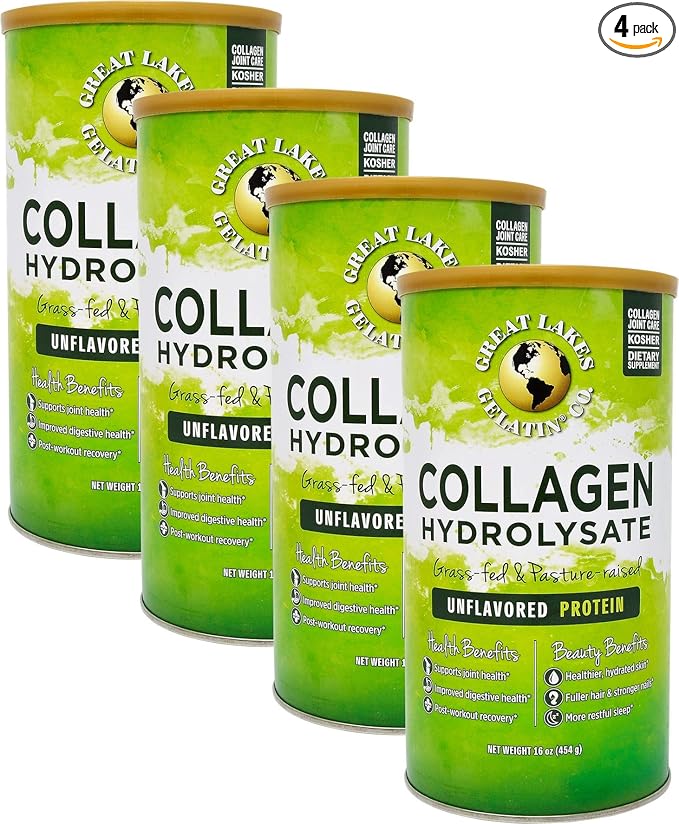 Great Lakes Wellness Collagen Peptides Powder 16oz - 4 Pack