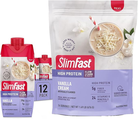 SlimFast High Protein Vanilla Bundle- 12 (20g Protein) 26 Servings (20g Protein)