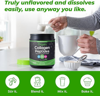 Orgain Hydrolyzed Collagen Peptides Powder 20g Grass 1lb