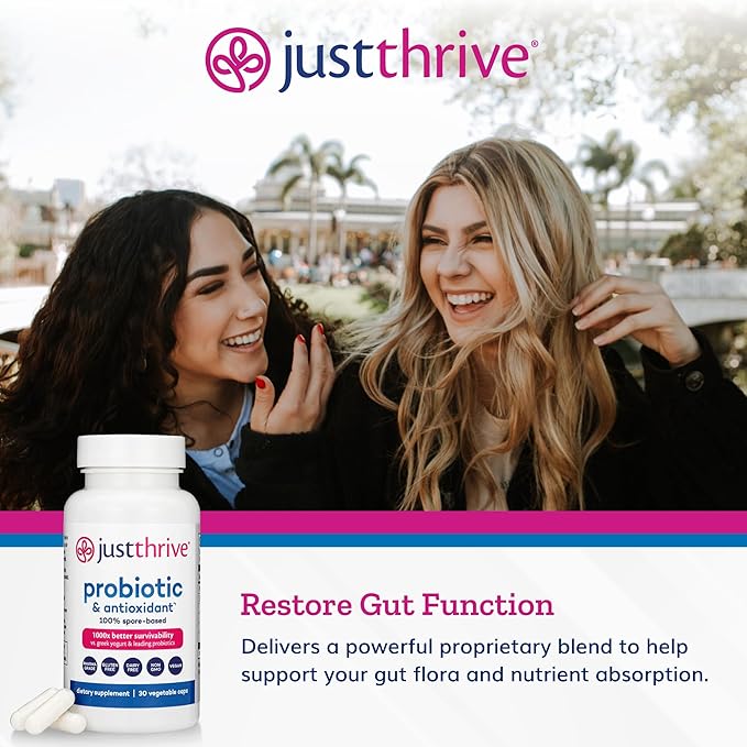 Just Thrive Probiotic & Antioxidant Supplement 100% Spore-Based 30 Caps