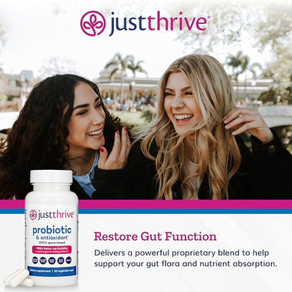 Just Thrive Probiotic & Antioxidant Supplement 100% Spore-Based 30 Caps