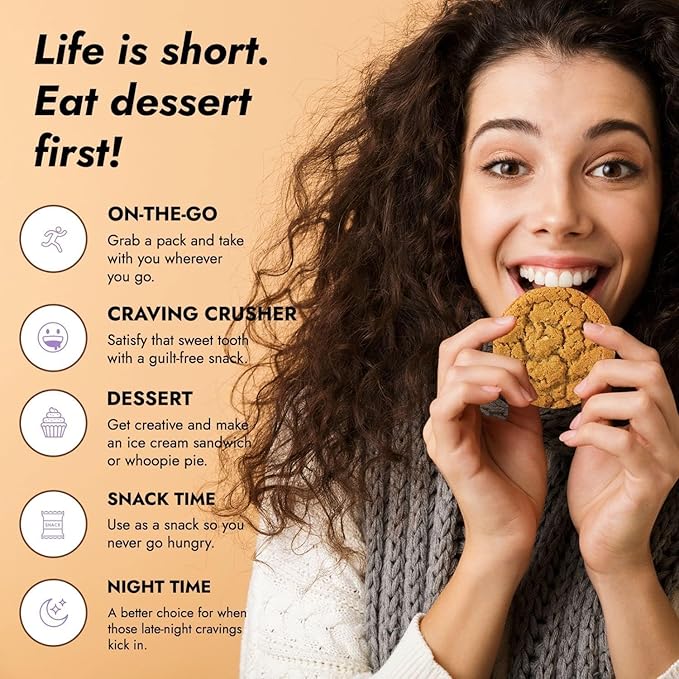 321glo Collagen Cookies | Soft Baked, High Protein Cookies | Low Carb, Low Sugar | Keto Snack for Women, Men, & Kids | 12 Pack (Peanut Butter)