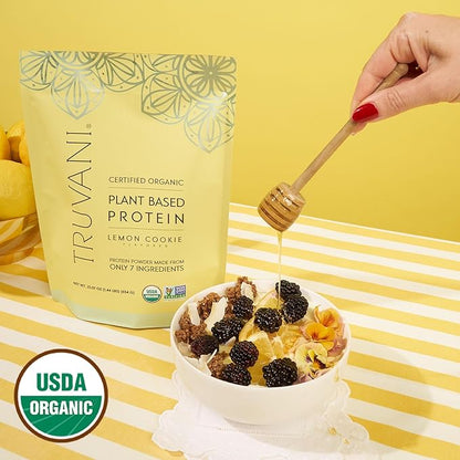 Truvani Vegan Pea Protein Powder | Lemon Cookie | 20g Organic Plant Based Protein | 20 Servings | Keto | Gluten & Dairy Free | Low Carb | No Added Sugar