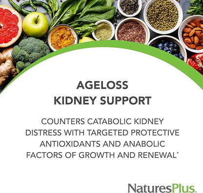 Natures Plus AgeLoss Kidney Support - 90 Tablets - with Vitamin D3 & Magnesium - Vegetarian, Gluten Free - 30 Servings