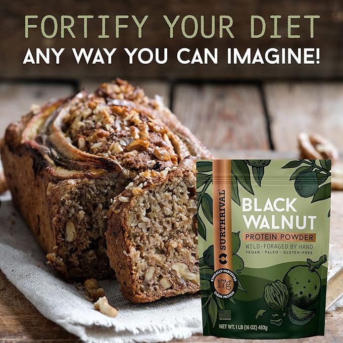 Surthrival: Black Walnut Protein Powder, Wild-Foraged, 17g Protein, 1lb