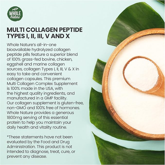 Multi Collagen Protein Peptides Supplement Capsules 1800mg Collagen 100% Natural, 90ct (1) (1)