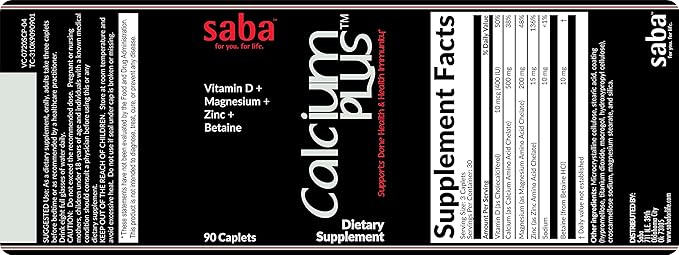 Saba Calcium Plus 90 Caplets