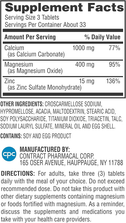 Earth's Splendor 1000 mg Calcium, 400 15 mg 100 Tablets 1 +