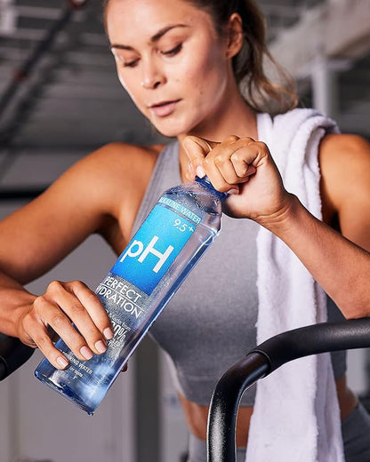 Perfect Hydration 9.5+ pH Alkaline Drinking Water | 100% Recycled Bottles | Electrolyte Minerals for Taste | 12 pack - 1 Liter (33.8 oz)