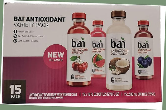 bai Antioxidant Caostal Beverages with Vitamin C Or E Variety Pack Of 15/18 Fl Ounce Net Wt 270 Fl Ounce