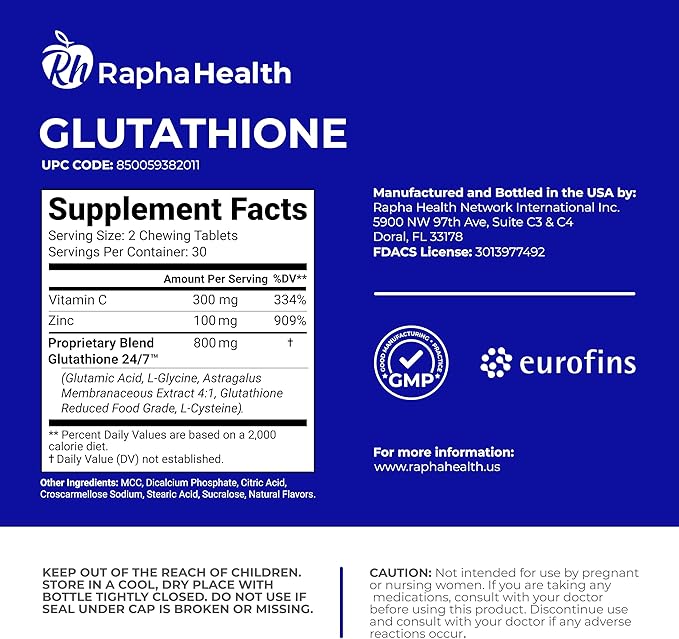 Glutathione Enhanced with Vitamin C & Zinc 60 Tablets (1) Month