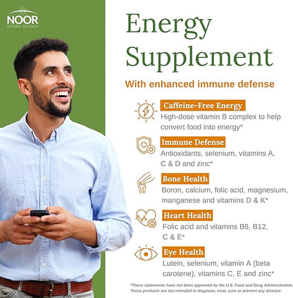 Noor Vitamins Energy+ Multivitamin; Halal Vitamin 26 Vitamins 2 Month
