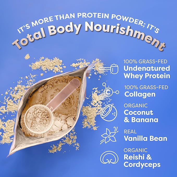 FlavCity Protein Powder Smoothie, Vanilla 100% Grass-Fed (25g of (29.84 oz)