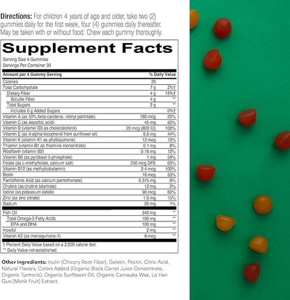 SmartyPants Kids Multivitamin Fiber Supplement Gummies 3 Fish D3, C, B12, B6, B6, Digestive (30 Day