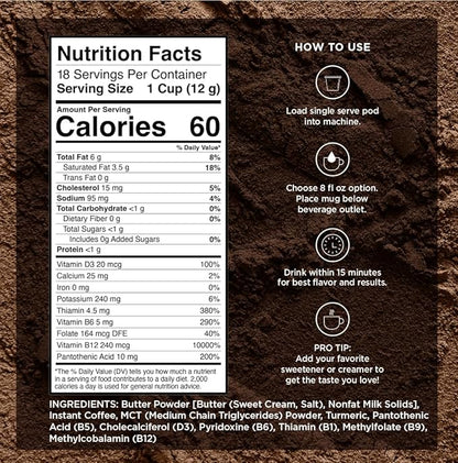 VitaCup Keto Max Dark Roast Coffee Pods, Ketosis & Energy, Butter, MCT Oil, Turmeric, B Vitamins, D3, All-In-One Keto Recyclable Single Serve Pod Compatible w/Keurig K-Cup Brewers,72 Ct