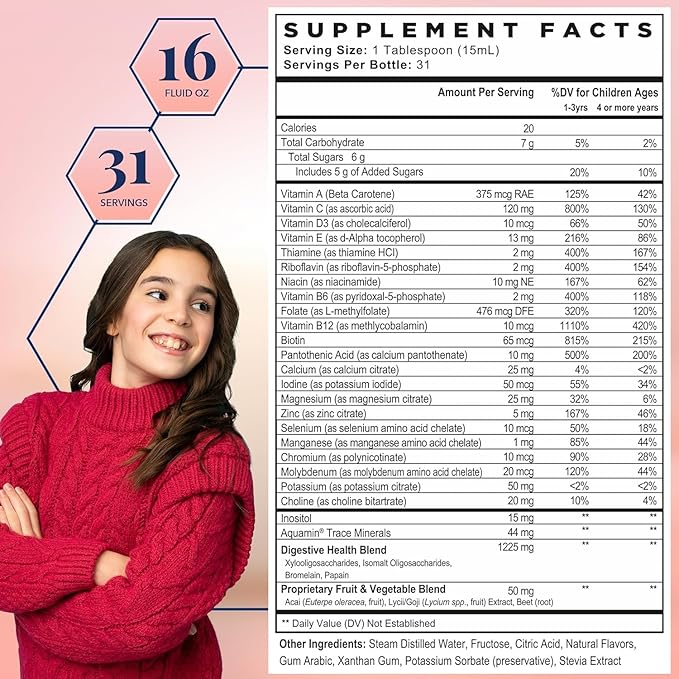 Best Nest Wellness Kids Liquid Multivitamin: B12, Gluten-Free, 16oz