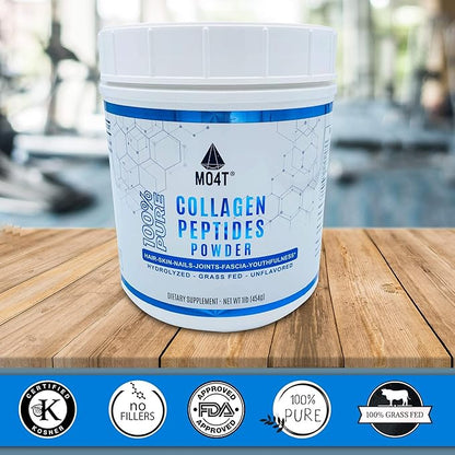 MO4T Grass-Fed Hydrolyzed Bovine Collagen Peptides- (1 Pound)