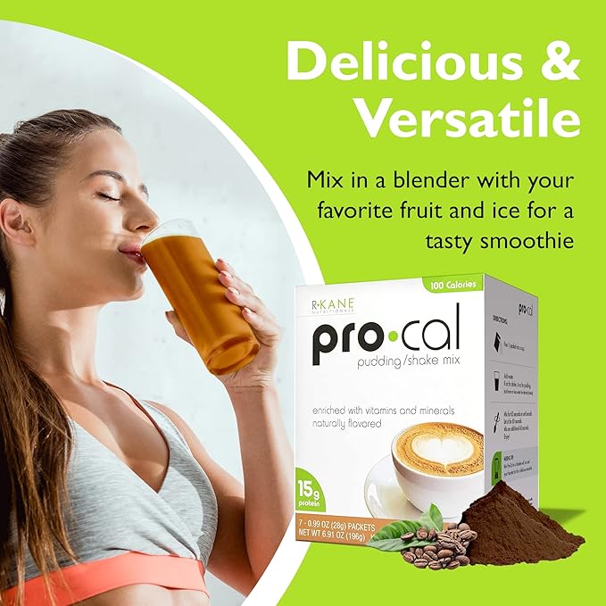Pro-Cal Pudding/Shake Mix, Low Calorie Protein 15g Protein, 7 Packets