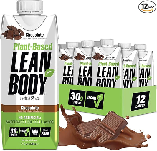 Lean Body Ready-to-Drink, Plant-Based Vegan Chocolate 30g Protein, 12)