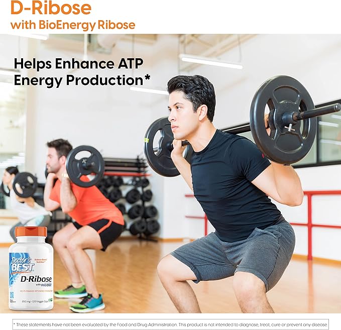 Doctor's Best D-Ribose with Bioenergy Ribose, Vegan, Energy Enhancement, 120 Veggie Caps, White