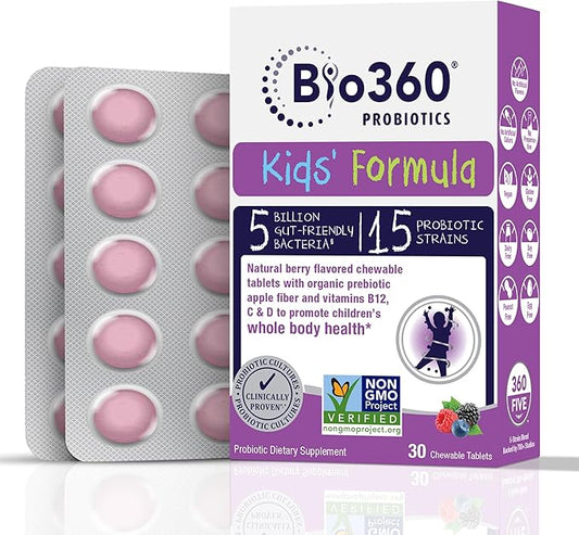 Kids Probiotic Supplement, Daily Support 15 Strains 5 Billion 30 Chewable