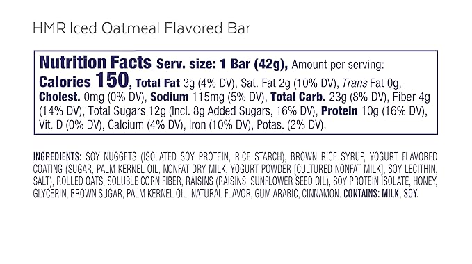 HMR Bar, Iced Oatmeal Protein Bar 10g of 24 Count