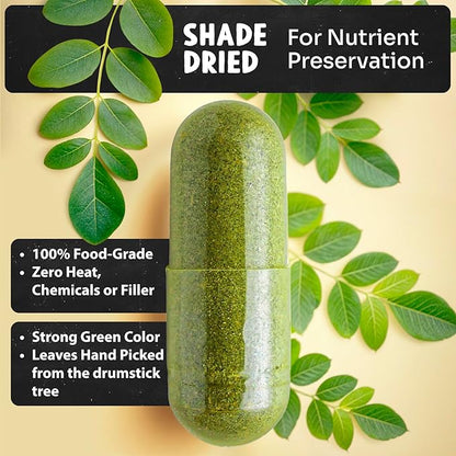 Maju Superfoods Organic Moringa Capsules, Oleifera Leaf, Extra-Fine Quality Moringa Leaves, Dried Drumstick Tree Leaves, Organic Moringa Powder Extract Supplement Capsules from Plant (90 ct)