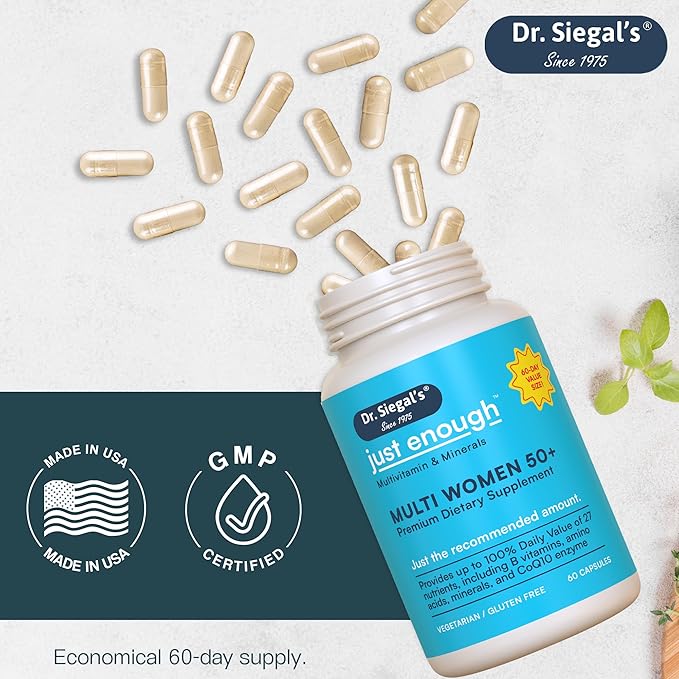 Dr. Siegal's Just Enough Multivitamin and 50 Plus, 60 Capsules, 60 Servings, 50 and