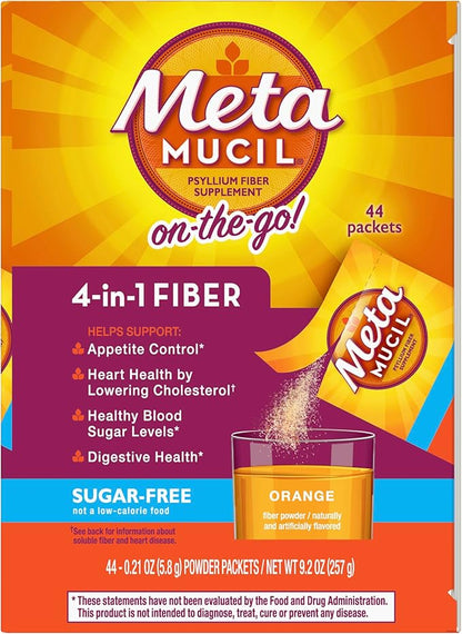 Metamucil On-The-Go, Daily Psyllium Husk Powder 4-in-1 Fiber 44 Packets